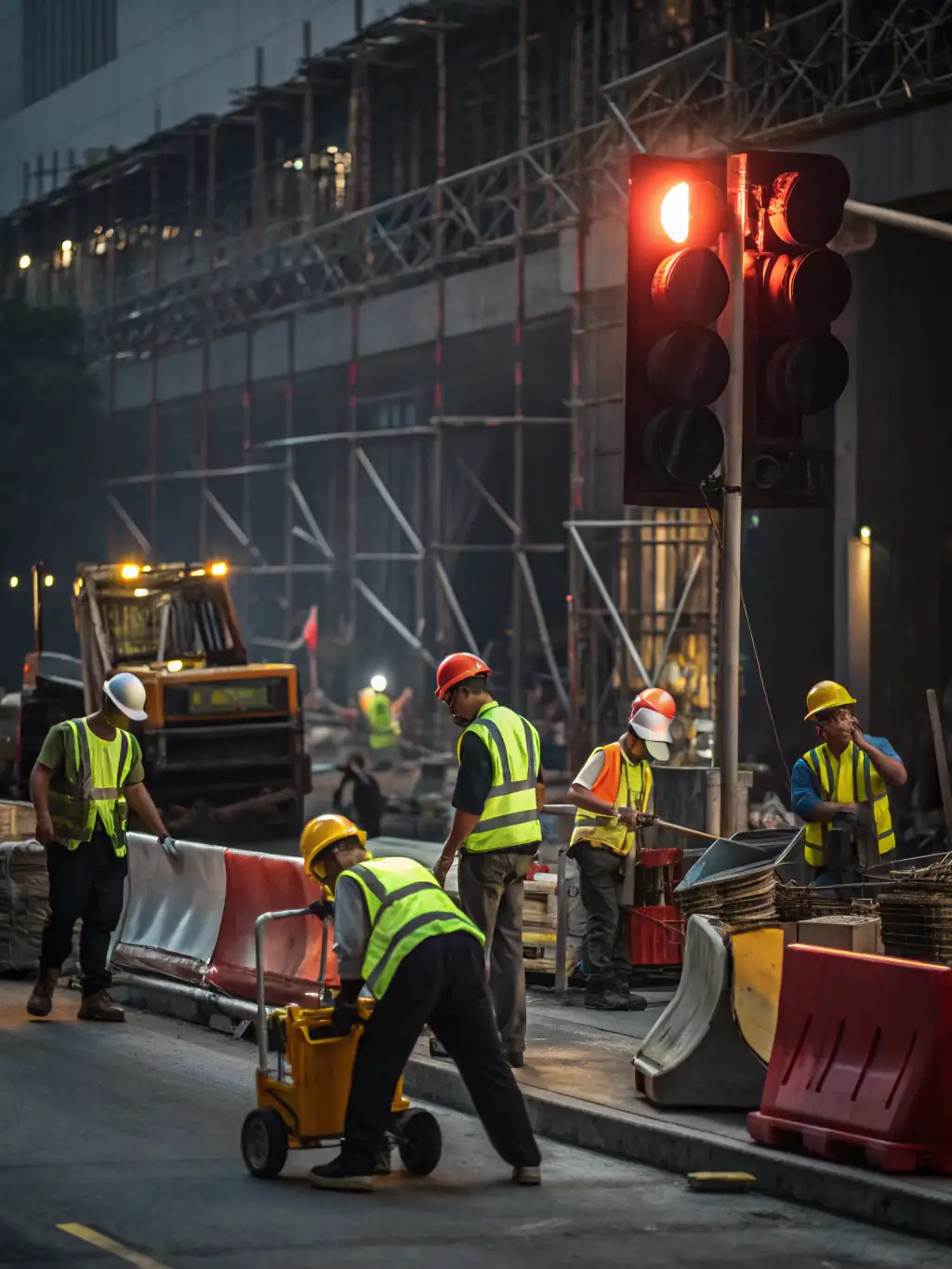 An image of workers in full safety gear conducting a safety drill at an oil and gas facility, emphasizing the company's commitment to safety.